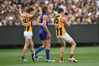 The final siren sparked jubilant scenes for the brown and gold.