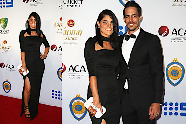 Mitchell Johnson, pictured with wife Jessica Bratich, won last year's medal.