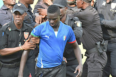 Police managed to arrest some of the pitch invaders.
