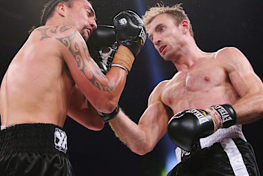 He traded blows with Miller as he attempted to land a huge hit.