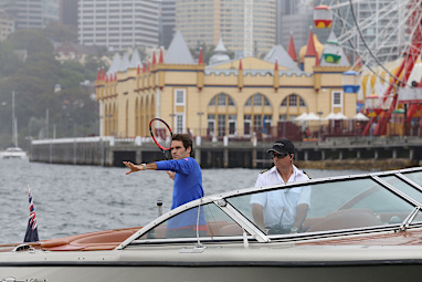 Federer had a steely focus despite the strange surroundings.