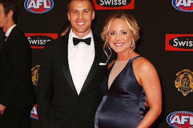 Andrew Swallow's wife Elise was another expecting mother on the red carpet. (Getty)