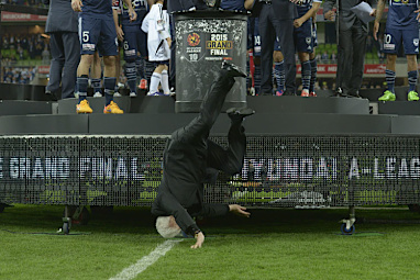 But there was a scare for FFA chairman Frank Lowy who fell from the medal stage.