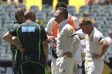 But then the dreaded sight - Clarke reaching for his lower back.