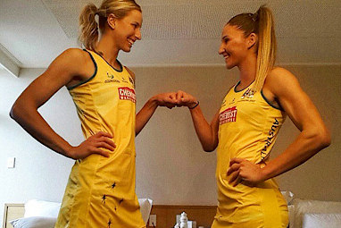 Netballer Kimberley Ravaillion (R) has a diamond of a teacher, Laura Geitz (L). (Instagram)