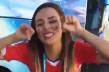 <b>A Chilean reporter has revealed her true colours during the country’s match against Brazil in the World Cup.</b> <br/><br/>Jhendelyn Núñez flashed the world her patriotic bra after Chile striker Alexis Sanchez scored against the home nation.<br/><br/>However, the strip tease quickly finished as Chile were knocked out of the tournament on penalties.<br/><br/>Núñez’s isn’t the only Chilean fan to make headlines during the Cup; watch as they show why they have earned the tag of the craziest supporters.<br/>