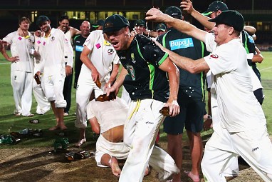 Rather, Warner was busy being soaked in beer.