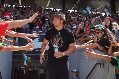 Delirious Rabbitohs fans hail 'Sir' Sam Burgess.