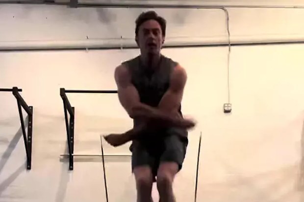 Hugh Jackman showing off his impressive jump rope skills