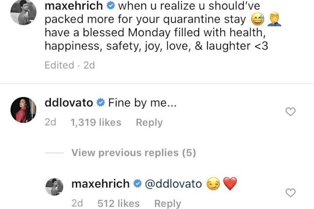 Demi Lovato, Max Ehrich, Instagram, comments