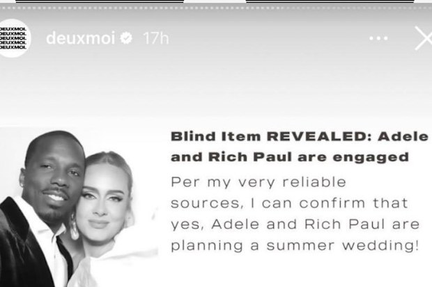 Online gossip site Deux Moi says they received confirmation Adele and Rich Paul are engaged.