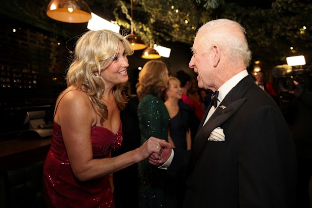 King Charles III greets Penny Lancaster 