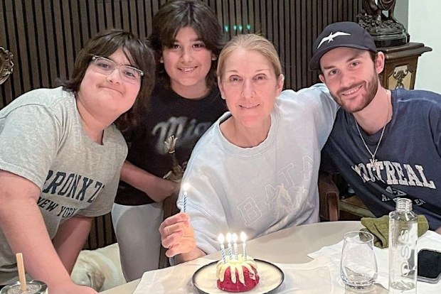 Celine Dion with her three children