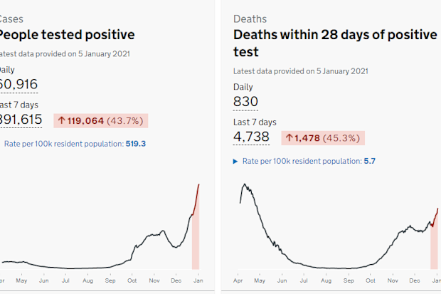 The startling state of COVID-19 in the UK. Graphs supplied by UK Gov