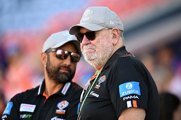 Wests Tigers coach Benji Marshall (left) and chief executive Shane Richardson.
