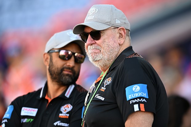 Wests Tigers coach Benji Marshall (left) and chief executive Shane Richardson.
