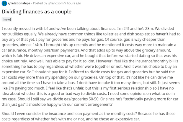 The woman has asked Reddit followers for advice.