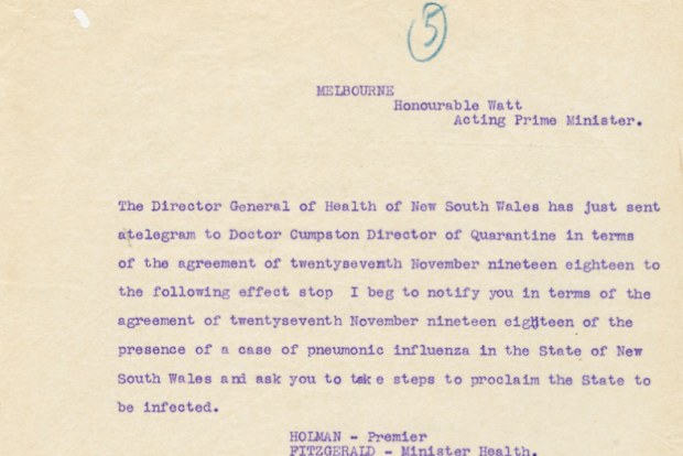 Papers show when the NSW border with Victoria was closed amid the Spanish flu pandemic in 1919.