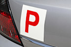 Probationary Plate on Silver Car