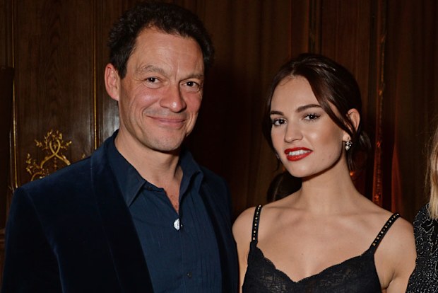 Dominic West, Lily James and Laura Carmichael attend the Harper's Bazaar Women Of The Year Awards 2018, in partnership with Michael Kors and Mercedes-Benz, at Claridge's Hotel on October 30, 2018 in London, England.