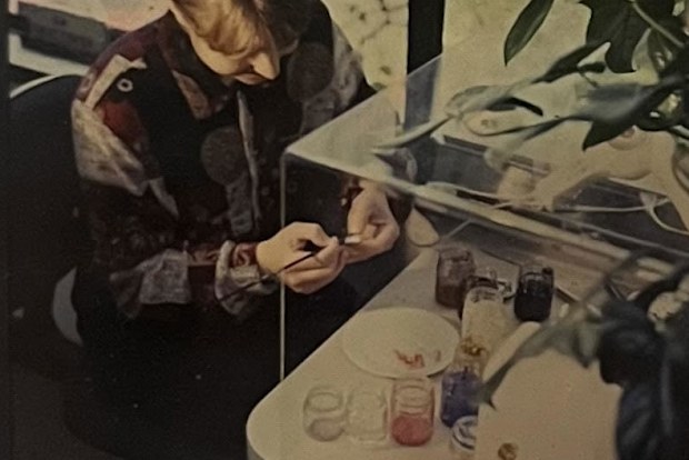 Jenny Geelen works on a prosthetic eye in the 1990s.