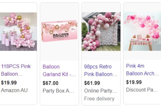 Pink Balloon Garland Kit shopping search results on Google. 