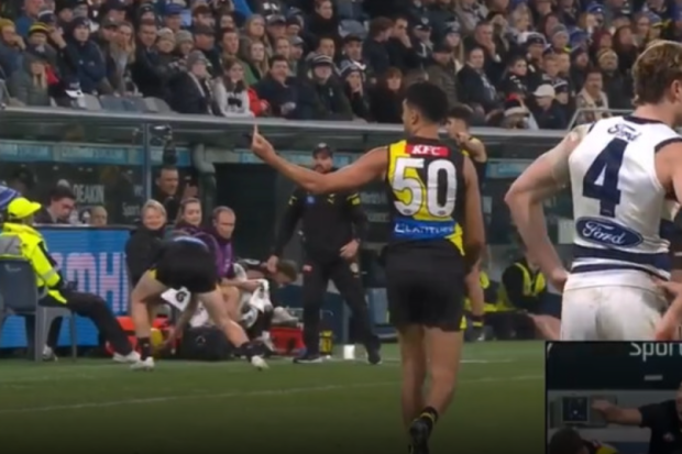 Pickett's gesture to the Geelong crowd.