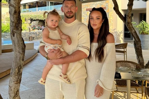 Charlotte Crosby with fiance Jake Ankers and their daughter