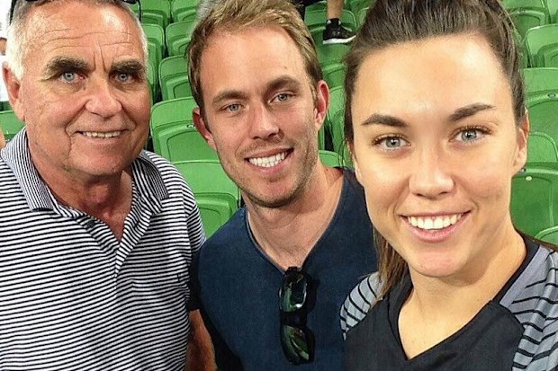 Mackenzie Arnold with her brother Sam Arnold and their dad.