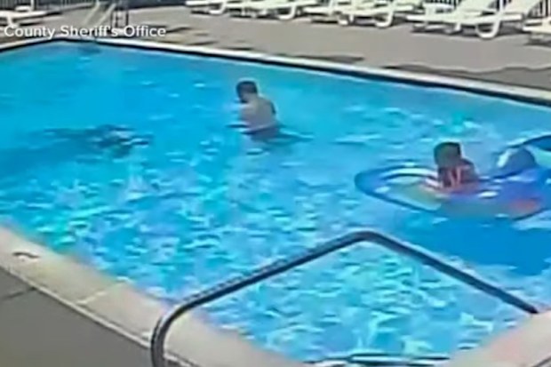 Griffin was swimming in the apartment complex pool with family. 
