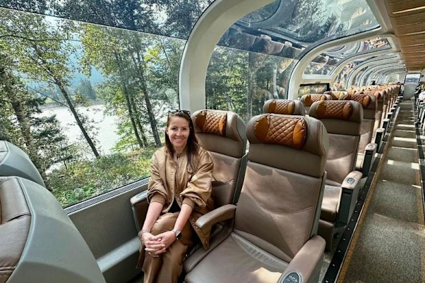 kerri on the rocky mountaineer the First Passage To The West route, from Vancouver to Banff