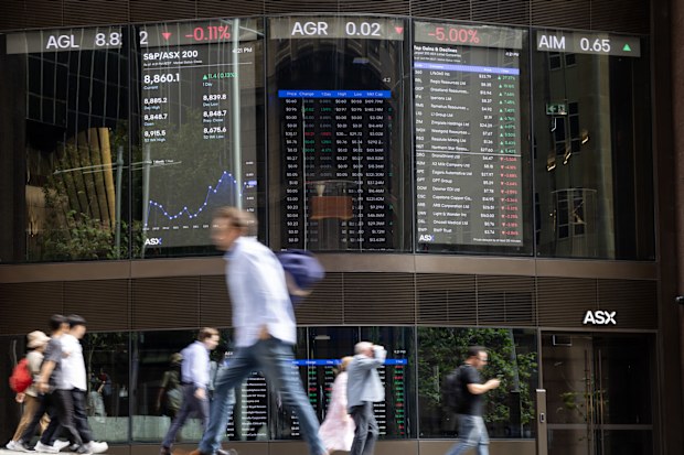 AFR: Generics: ASX Ticker, Martin Place ASX, stock markets, stocks, Australian stock exchange, financial markets, company stocks, indices, stock ticker. Friday 23, January 2026 photo: Oscar Colman