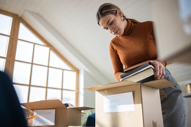 decluttering books for second-hand store