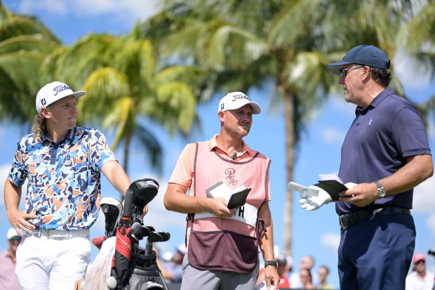 Cameron Smith and Phil Mickelson at the LIV Golf Invitational in Miami.