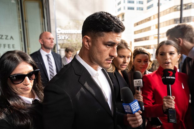Dylan Brown leaves Downing Centre after case adjourned  Photo Nick Moir 6 June 2023