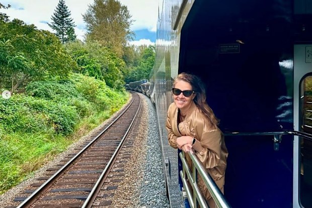 kerri on the rocky mountaineer the First Passage To The West route, from Vancouver to Banff