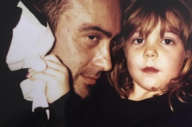 childhood photo of Odele Ventimiglia hugging father, John Ventimiglia
