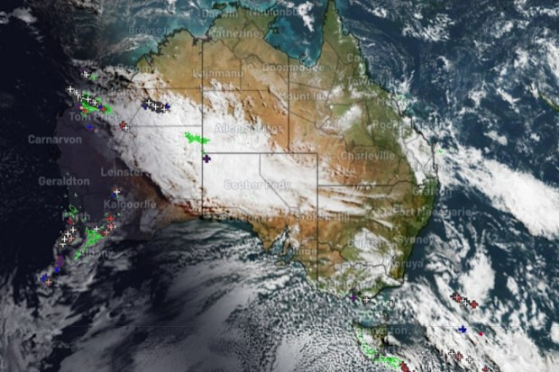 Cloud from the low was picked up by a cold front and carried all the way across the Great Australian Bight to eastern Australia. It can be seen sitting over the alpine areas, where it delivered heavy snow.