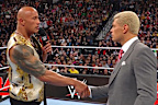 The Rock and Cody Rhodes during the WWE Raw after WrestleMania.
