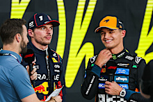 Lando Norris answers questions in the post-qualifying interviews at the Abu Dhabi Grand Prix.