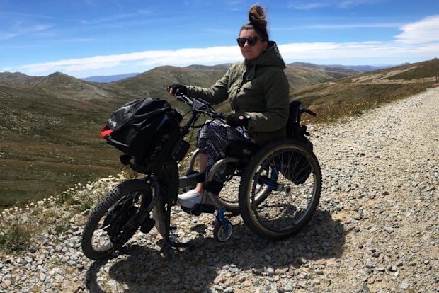Allison Wilcox even mountain bikes on a special bike.