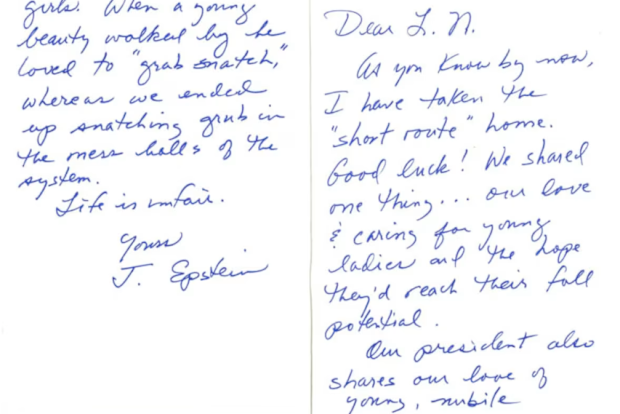 Jeffrey Epstein Larry Nassar letter