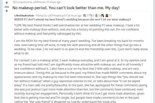 Bridesmaid makeup dilemma Reddit