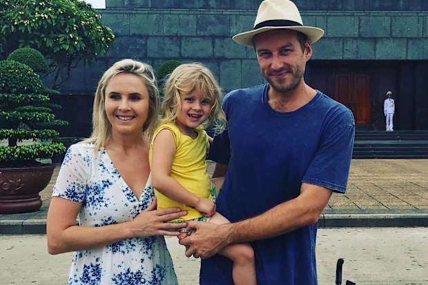 Sandy Ronalds with her husband and daughter in 2017, when she first had the idea for a sustainable underwear brand.
