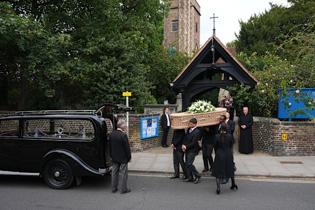 The funeral cortege for the funeral of Dame Deborah James at St Mary's Church on July 20, 2022 in Barnes, England.  