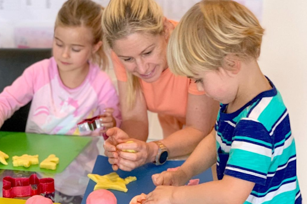 Alisa Camplin with her two children