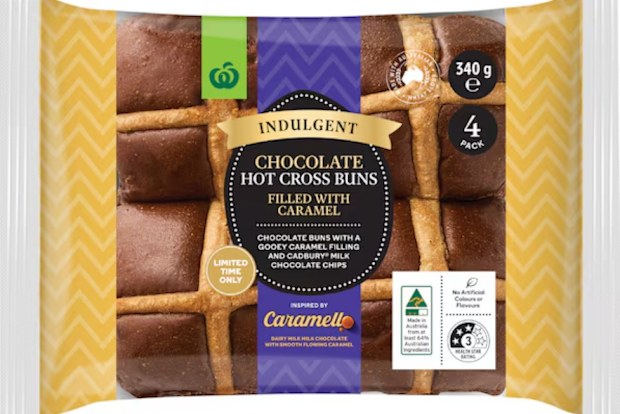 woolworths chocolate caramel hot cross buns
