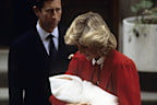 LONDON, UNITED KINGDOM - SEPTEMBER 17:  Diana, Princess of Wales and Prince Charles, Prince of Wales leave the Lindo Wing of St. Mary's Hospital following the birth of Prince Harry on September 17, 1984 in London, England.  (Photo by Anwar Hussein/Getty Images)