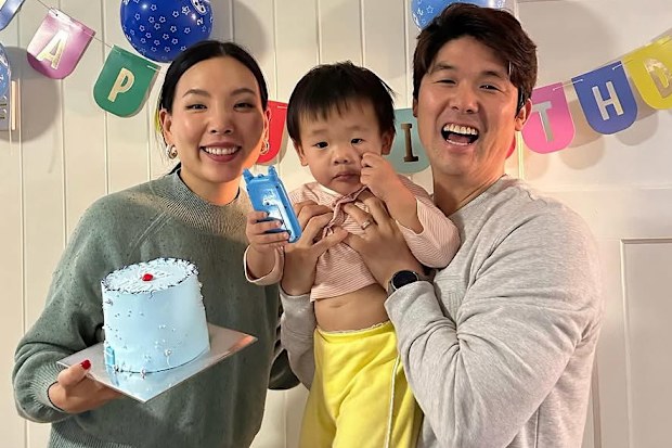 Dami Im with her husband Noah and son Harry
