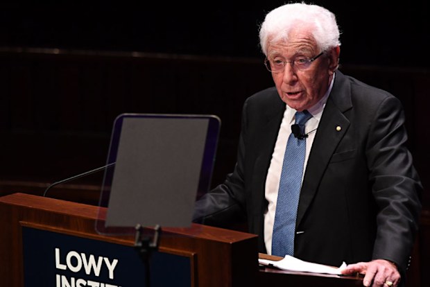 Sir Frank Lowy gave the annual Lowy Lecture in Sydney Town Hall last night.
